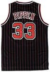 Hyzb Chicago Bulls 33 Hommes Jersey Scottie Pippen Basketball Jersey Manches rétro Basket Gilet Shirt Costume de Basket-Ball for Les Hommes (Color : Black Strips, Size : XXL 190-200)
