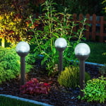 Lampe solaire décorative extérieure piquet lampe de jardin boule de verre solaire noir, plastique, batterie 6-8h, led blanc chaud, DxH 6x34,5 cm, lot