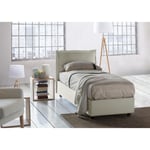 Dmora - Lit simple Dasenci, Lit conteneur avec revêtement en tissu, 100% Made in Italy, Ouverture frontale, adapté au matelas Cm 90x200, Beige