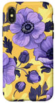 Coque pour iPhone X/XS Jaune Pop Art Tropical Mignon Violet Esthétique Anémones