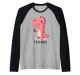 Tea REX happy pink dinosaur Raglan Baseball Tee