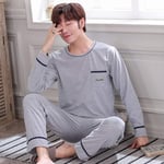 CIDCIJN Homme Pyjama Set,Mode Pyjamas pour Hommes Homewear Pyjamas en Coton D’Automne Ensemble avec Pantalons De Nuit Masculins Manches Longues Vêtements De Maison en Coton pour Hommes, Gris,5XL