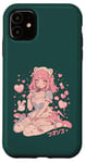 Coque pour iPhone 11 Anime Cat Girl Manga Hearts Kawaii Cute Holiday Valentines