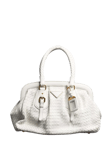 Pre-loved Prada Woven Leather Top Handle Bag, White