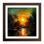 Apocalypse Now Palette Knife Painting No.1 Framed Wall Art Print, Ready to Hang Picture for Living Room Bedroom Home Office, Walnut 18 x 18 Inch (45 x 45 cm)