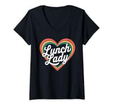 Womens Lunch Lady Heart Cafeteria Worker V-Neck T-Shirt