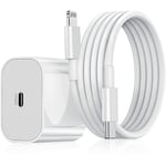 Laddare för iPhone - Snabbladdare - Adapter + Kabel 20W USB-C Vit 1-Pack iPhone 1-Pack iPhone