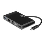 ACT Adaptateur multiport USB C 3-en-1, 4K @ 30 Hz HDMI/VGA, USB 3.0, LAN, Connexion d'un écran supplémentaire à Un Ordinateur Portable - AC7330