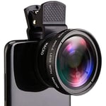 2pcs Fish Eye Phone Lens, 0.45X Phone with  Camera Lens Macro Clip Lens4017