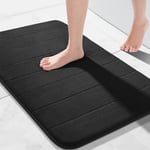 Yimobra Memory Foam Bath Mat Large Size, 51 x 81 cm, Soft and Comfortable, Super Water Absorption, Non-Slip, Thick, Machine Wash, Easier to Dry for Bathroom Floor Rug, Black