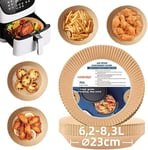 HONYAO Papier Cuisson Air Fryer 100 Pièces, 23 cm XXL Rond Papier Sulfurisé pour Friteuse a Air 6,2-8,3 L, Airfryer Parchemin Accessoires compatible avec Princess Philips Cecotec Friteuse Sans Huile