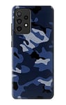 Navy Blue Camo Camouflage Case Cover For Samsung Galaxy A52, Galaxy A52 5G