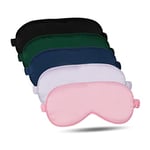 supregear Silk Sleep Masks, Comfortable Night Sleeping Silk Eye Mask Satin Eye Cover with Elastic Strap for Yoga Travel Nap Women Men, 5 Pack Color Assorted