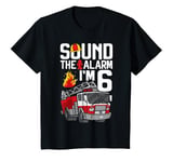 Youth 6 Years Old Firefighter 6th Birthday Boy Fire Truck Toddler T-Shirt