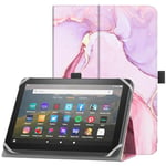 HoYiXi Étui Universel pour 7-8 Pouces Tablette Fire HD 8/HD 8 Plus avec Bande de Fixation en Silicone Réglable Support Folio et Dragonne pour 7"-8" Samsung Android Tablette-Rose