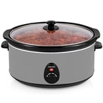 Andrew James 6.5L Slow Cooker, Removeable Easy Clean Ceramic Bowl, 3 Temperature Settings, Energy Efficient, Tempered Glass Lid, Cool Touch Handles & Non-Slip Feet (Grey)