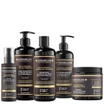 Kerargan - Ensemble Anti-Chute Shampoing, Après-shampoing, Masque, Sérum & Leave-In à l’Huile de Ricin pour Cheveux Abîmés - Soin Intensif Croissance - Sans Sulfate, Silicone - 3x500ml+100ml+350ml