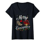 Womens Merry Cruisemas 2023 Funny Family Cruise Christmas Vacation V-Neck T-Shirt