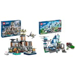 LEGO City La Prison de la Police en Haute Mer, Jouet avec Hélicoptère et Bateau & 60316 City Le Commissariat de Police: Jouet de Construction avec Voiture, Camion de Poubelle