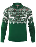 Wayleb Pull de Noël Homme Pull Noel Zippé Homme Hiver Chaud Col Roulé Pullover à Manches Longues Tricoté Festif Rennes Bonhomme de Neige Pullover Grande Taille S-3XL