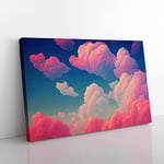 Pastel Cloudy Sky Vol.5 Canvas Wall Art Print Ready to Hang, Framed Picture for Living Room Bedroom Home Office Décor, 76x50 cm (30x20 Inch)