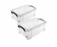 9L Really Useful Box Clear With Lids In A Pack Of 2