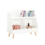 SoBuy Bibliothèque Enfant, Étagère à Livres, Étagère de Rangement pour Livres et Jouets, Meuble Rangement sur Pieds pour Chambre d’Enfant, 5 Compartiments Ouverts, 82 x 35 x 76 cm KMB100-W