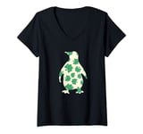 Womens Penguin Four Leaf Clover St. Patrick's Day Gift V-Neck T-Shirt