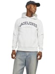 JACK&JONES Men's JJECALEB VARSITY SWEAT HOOD NOOS Hooded Sweatshirt, White Melange,