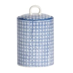 Porcelain Biscuit Barrel Cookie Jar Kitchen Storage Container - Blue Flower