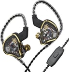 Ccz Warriors Nex 3Ba 1Dd Ecouteurs Intra-Auriculaires Iem Avec Design Detachable Cable Ofc 2 Broches 4N Pour Chanteur De Scene(Dore,Avec Micro)