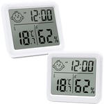 2pcs Thermometer hygrometer thermometre interieur, Digital hygrometer LCD hydrometre intérieur, pour Maison Chambre Bébé Couveuse Vestiaire etc.