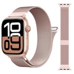 MRAIN-H Breveté Métal Milanais Compatible avec Bracelet Apple Watch Series 10 9 8 7 6 5 4 3 Ultra 2 1 SE SE2 46mm 49mm 45mm 44mm 42mm 41mm 40mm 38mm Femme Homme, Metal Bracelets Magnétique pour iWatch