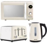 Daewoo Kensington Cream Jug Kettle, 4 Slice Toaster & Microwave Matching Set