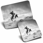 Mouse Mat & Coaster Set - BW - Kazakh en Eagle Hunter Man  #35917