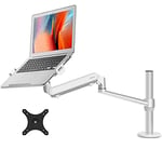 Viozon Monitor or Laptop Mount, Single Gas Spring Arm Desk Stand/Holder for 17-32" Computer Monitor, Extra Laptop Tray Fits 12-17" Laptops/Notebook(1S ProS)