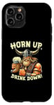 Coque pour iPhone 11 Pro Bière Horn Up Drink Down Viking Beer Buvant de la bière Funny Warrior