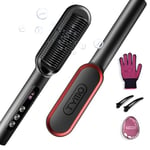 TYMO Ring Plus Ionic Hair Straightener Comb - Hair Straightening Brush & Iron with Nano Titanium Coating for Even Heat, 9 Temperature Settings & LED Screen, Professional Hair Tools for Styling