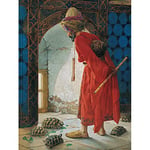 Wee Blue Coo Osman Hamdi Bey Tortoise Trainer Old Master Painting Wall Art Print Mur Décor 30 x 41 cm