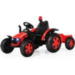 Goplus - Tracteur Electrique avec Remorque, Voiture Vehicule Electrique pour Enfants 12V 7Ah avec Telecommande 2,4G,Convient aux Enfants de 3 a 8 Ans