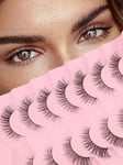 Eyelashes Natural Cat Eye Lashes 15mm Wispy Eyelashes Flared Fluffy Strip Lashes 0.1MM Thin Band False Eyelashes C Curl Lashes Siligli Eye Lashes Pack 7 Pair