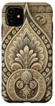 Coque pour iPhone 11 Médaillon beige royal avec motif cachemire complexe