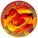 Ninjago Kai Party - 7.5" Personalised Round Edible Icing Cake Topper