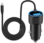 [Apple MFi Certified] iPhone Car Charger Fast Charging, Rombica 4.8A Dual USB Car Power Cigarette Lighter USB Car Charger Adapter with 6FT Lightning Cable for iPhone 14 13 12 11 Pro XS Max XR X 8 iPad