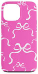 Coque pour iPhone 13 Pro Max Imprimé Coquette Nœuds Rose Fuchsia et Blanc