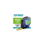 DYMO LetraTag Plasttejp 12mm x 4m Svart/Gul (kompatibel med DYMO LetraTag LT100H)