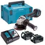 Makita DGA463Z 18V Brushless 115mm Angle Grinder 2 x 6.0Ah Battery Charger Case