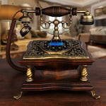 European Retro Old-Vintage Retro Landline House Home Phone Handset,antique Telephone, Functional Rotary Dial And Classic - Bronze Metal Finish Phones Curly Cord Traditional Bell Ring Tone landlin