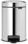 Brabantia NewIcon Pedal Bin 3 L (Brilliant Steel) Soft-Closure Bathroom Rubbish