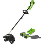 Greenworks Débroussailleuse à Batterie avec Moteur Sans Balai, Harnais, Hauteur Réglable, Largeur de Coupe 40 cm, Fil en Nylon 2 mm ou Lame 25 cm, 2 Batteries 40V et Chargeur,GD40BCK2X, Garantie 3 Ans